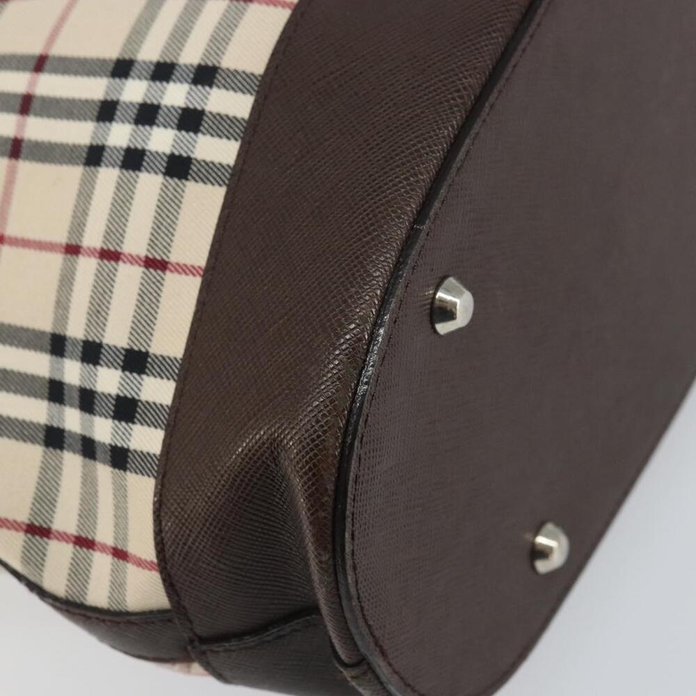 BURBERRY Nova Check Tote Bag PVC Beige Silver Auth BA8673 - Picture 16 of 16